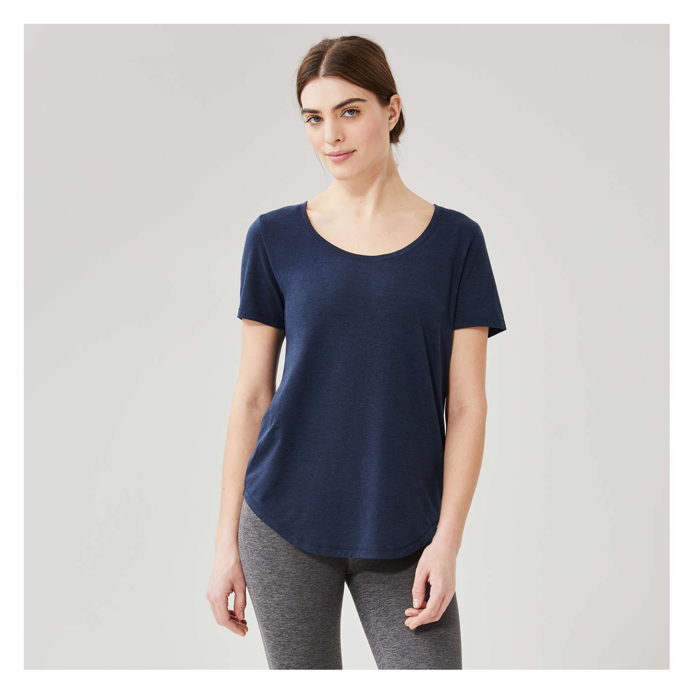 Women+ Scoop Neck Active Tee in Navy Mix from Joe Fresh